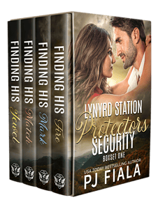 3D image of a four book box set for the Lynyrd Station Protectors - Security series by PJ Fiala
