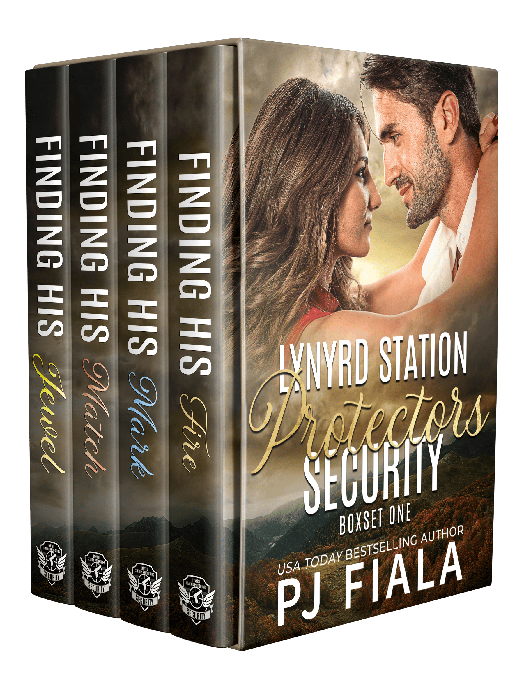 3D image of a four book box set for the Lynyrd Station Protectors - Security series by PJ Fiala