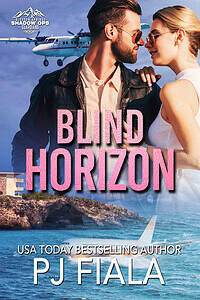 Book cover for Blind Horizon by USA Today bestselling author PJ Fiala, a steamy romantic suspense novel filled with danger, intrigue, and romance.