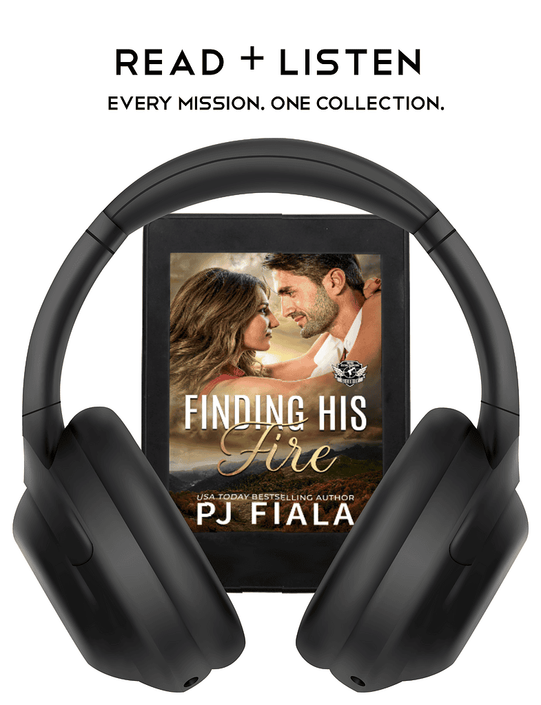 An ereader with headphones wrapped around them with a PJ Fiala Audiobook on the ereader.